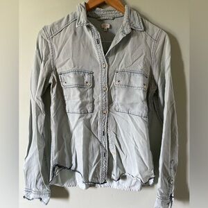 Aritzia Wilfred S Denim Tencel Blouse Shirt